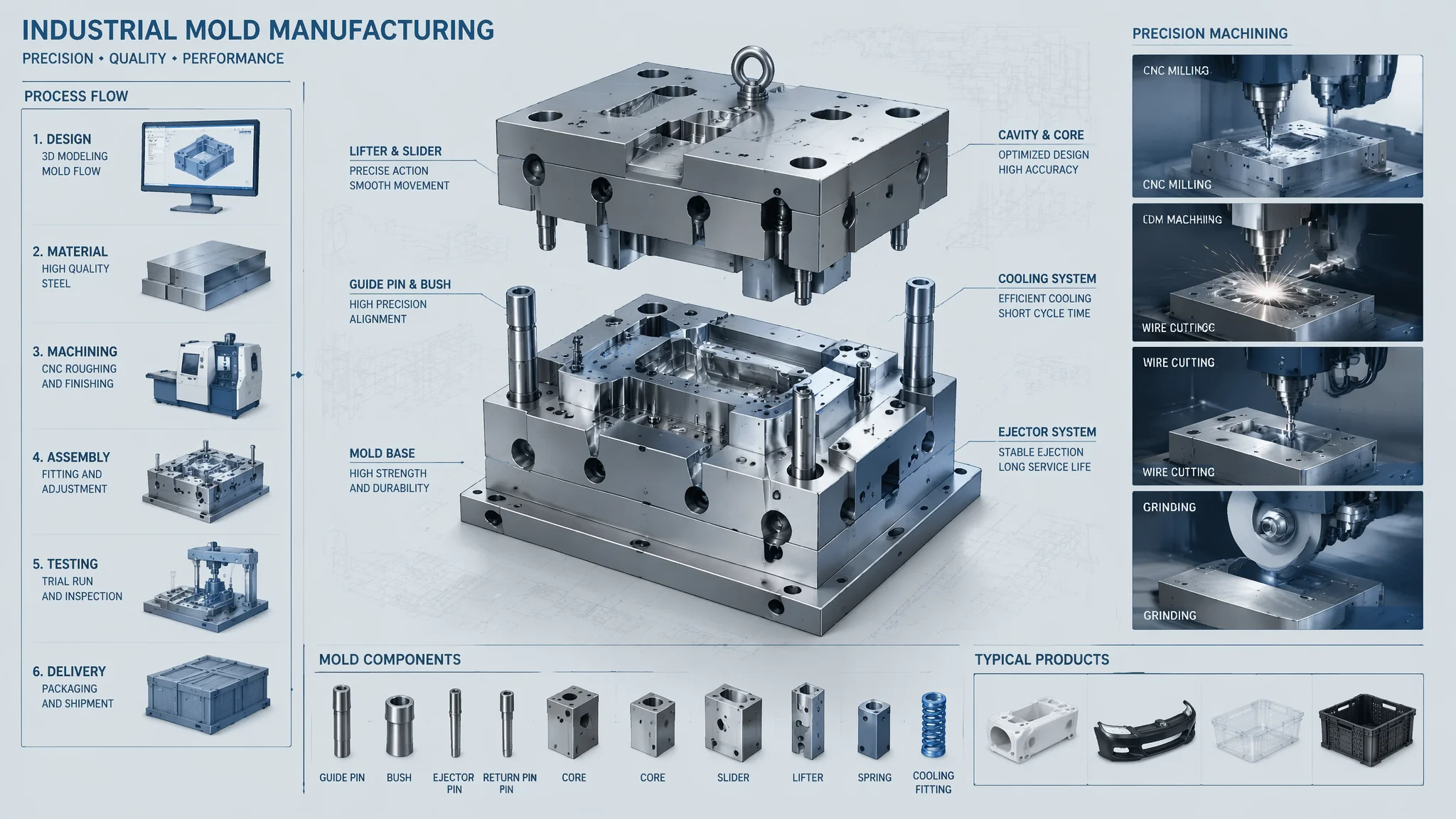 成型模具有哪些？注塑冲压压铸吹塑四大成型工艺对比