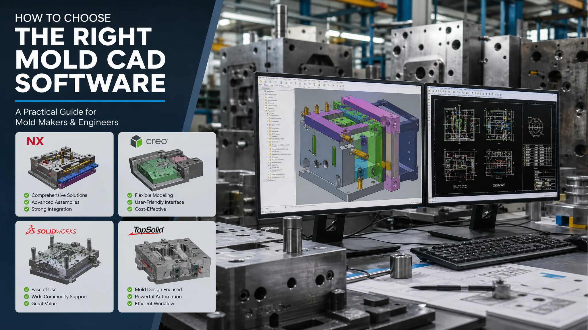 模具CAD软件怎么选？AutoCAD、UG、CATIA、中望3D分工全解