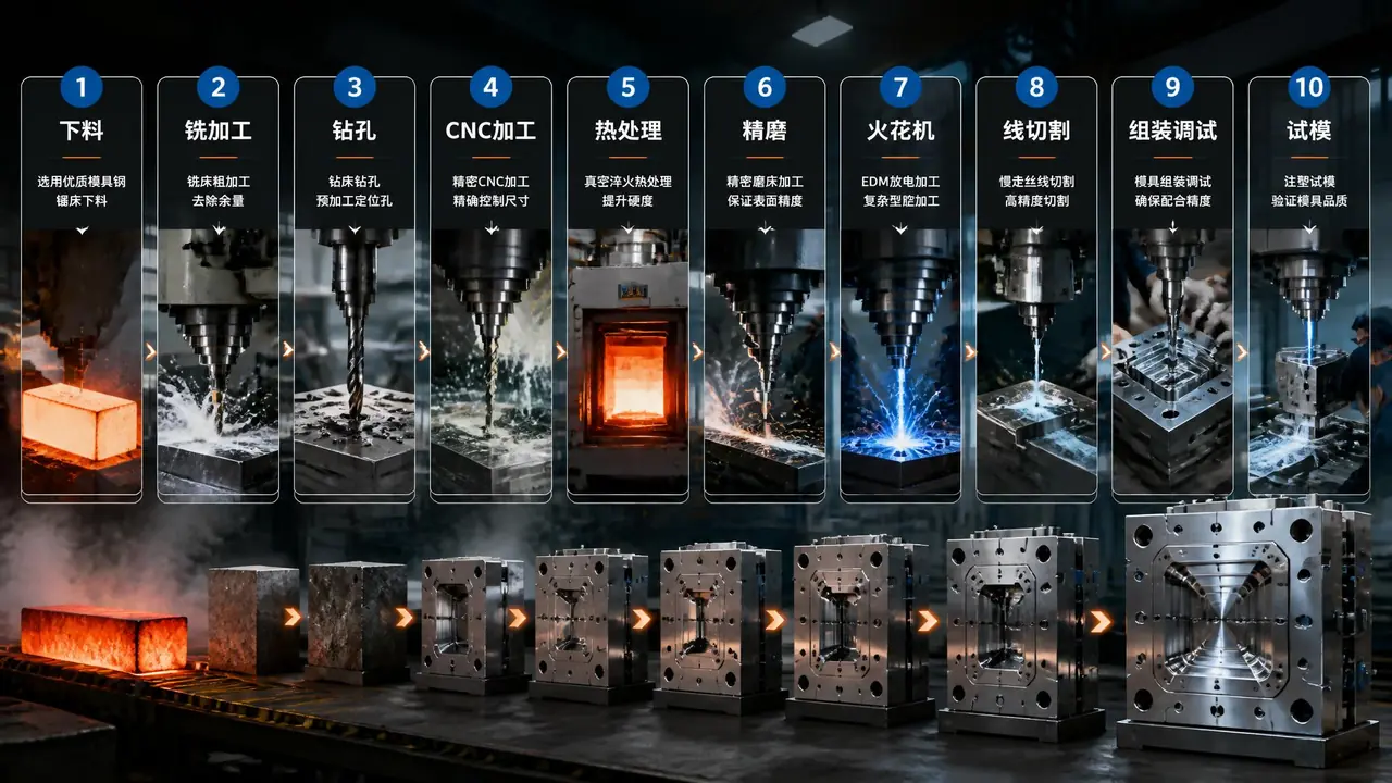 模具制作的完整流程是什么？从开料到试模的十道关键工序