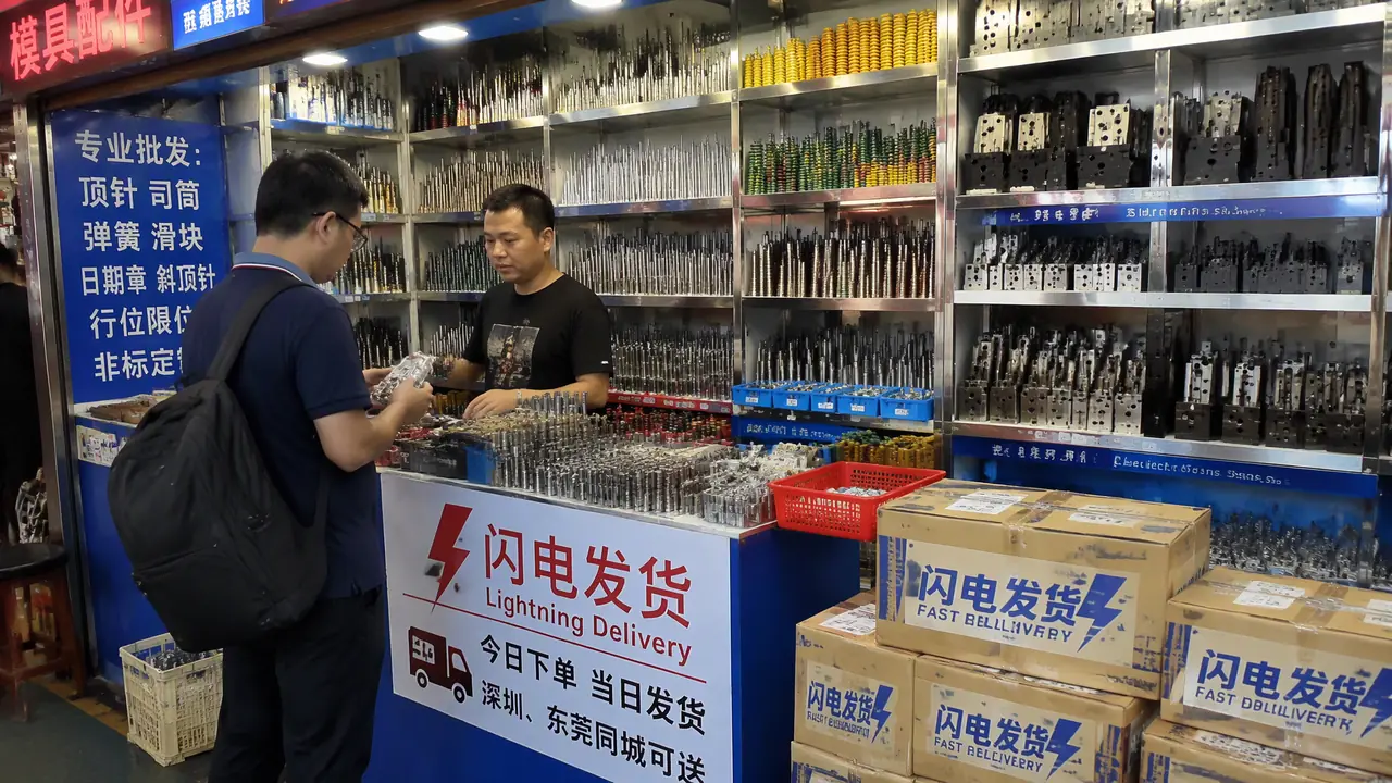 深圳模具配件买现货怎么走最快？档口调货直邮三路对比